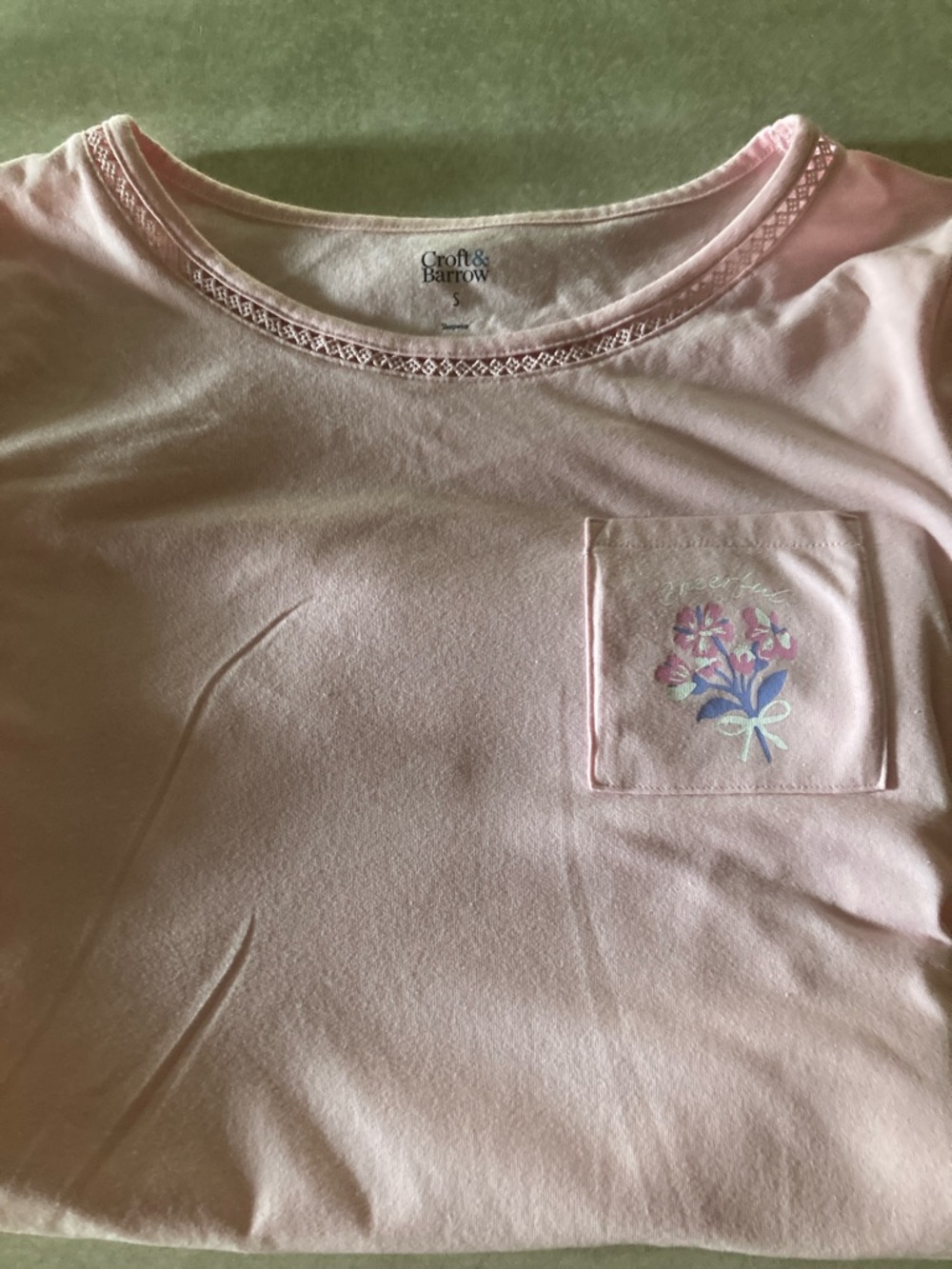 croft & barrow Pink Pocket Tee with Floral Graphic